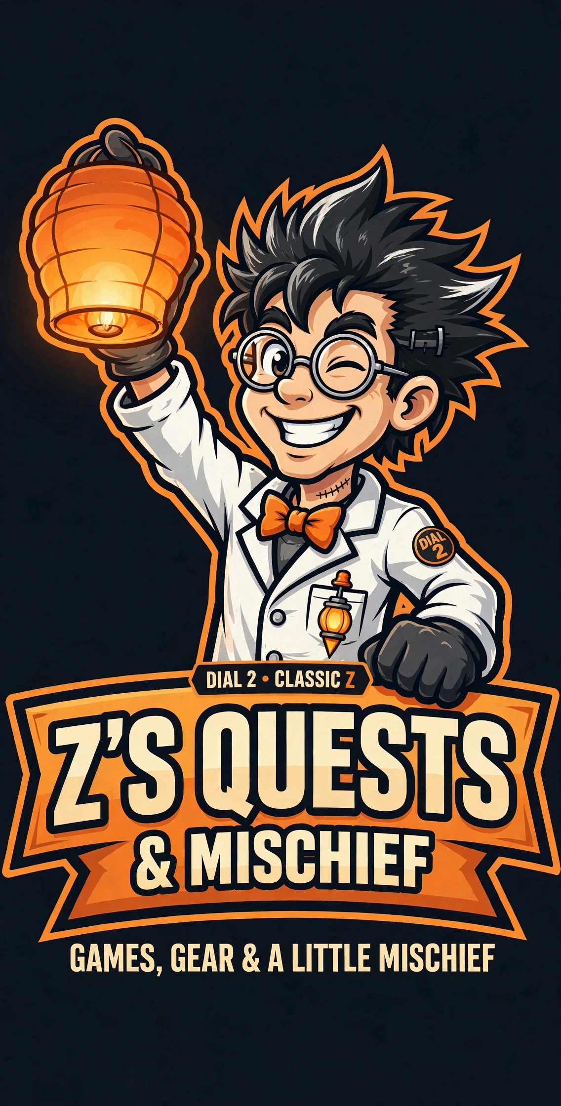 Dial 2 โ Classic Z: a winking showman mad scientist, black hair with the first white streaks